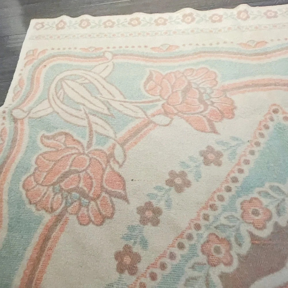 Vintage Wool Orr Health Felt & Blanket Company Holland Tulip Floral Throw - Picture 4 of 11